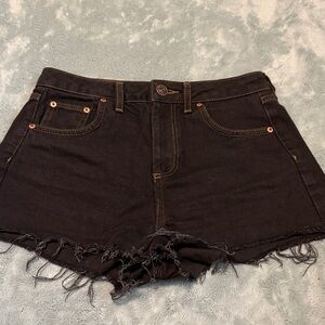 BDG Black Frayed Hem Jean Shorts